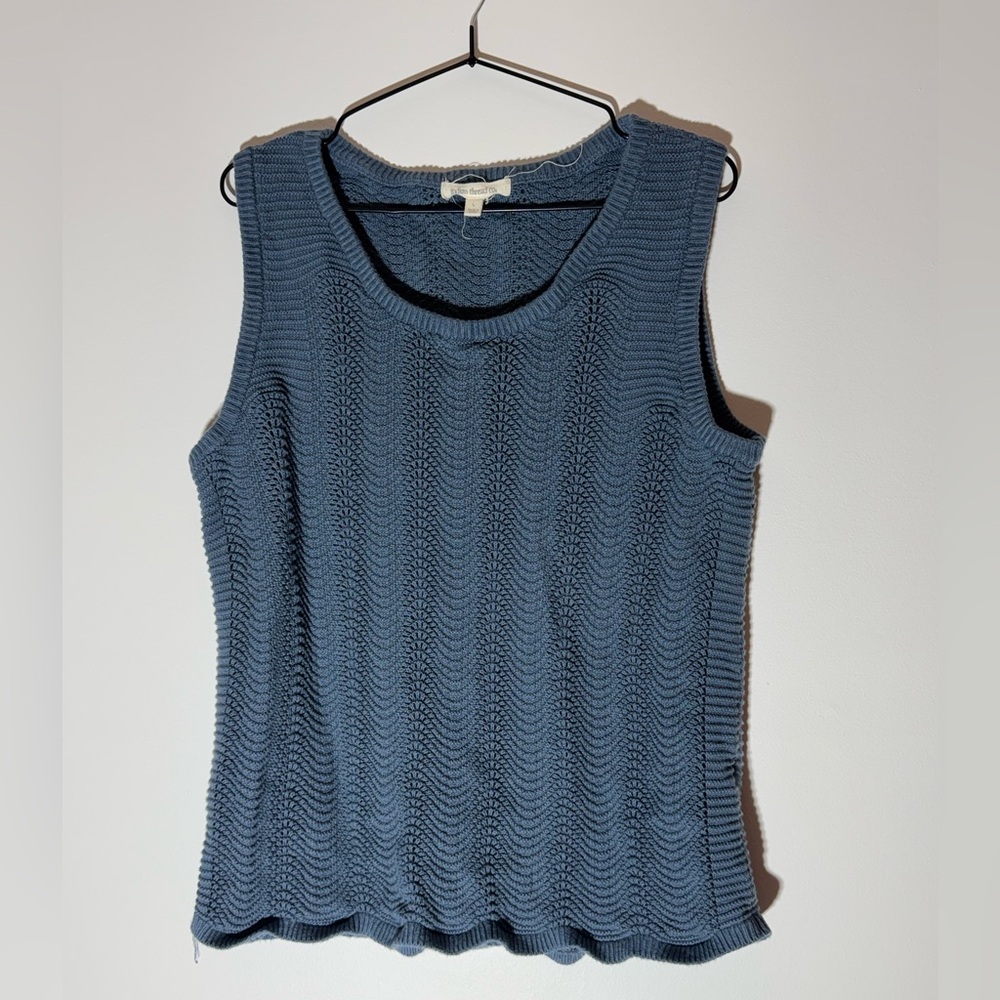 Blue Sleeveless Knit Top